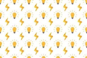 Light bulb electricity seamless pattern on white background vector design