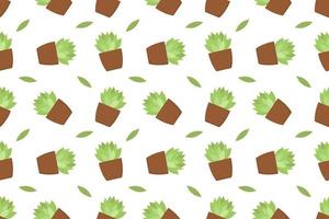 Plant in pot seamless pattern on white background vector design