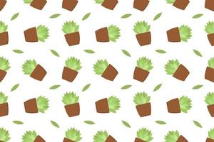 Plant in pot seamless pattern on white background vector design