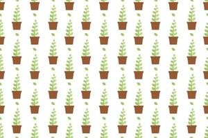 Plant in pot seamless pattern on white background vector design