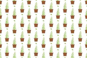 Plant in pot seamless pattern on white background vector design