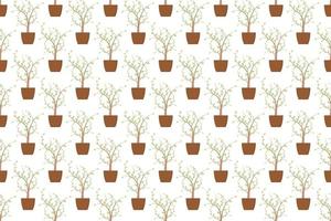 Plant in pot seamless pattern on white background vector design