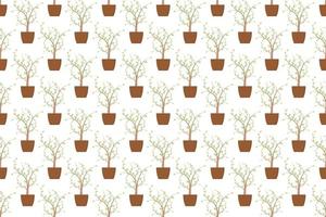 Plant in pot seamless pattern on white background vector design