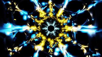 vj loop pulsating energy , vibrating blue yellow fractal background video