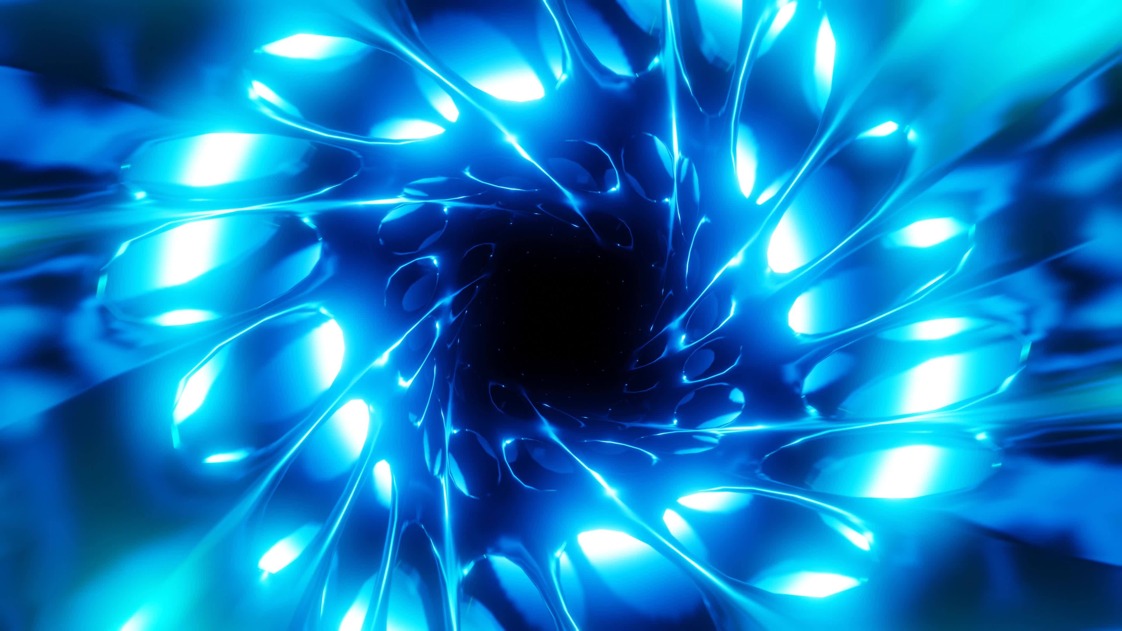 blue flashing light on futuristic spiral tunnel vj loop background for