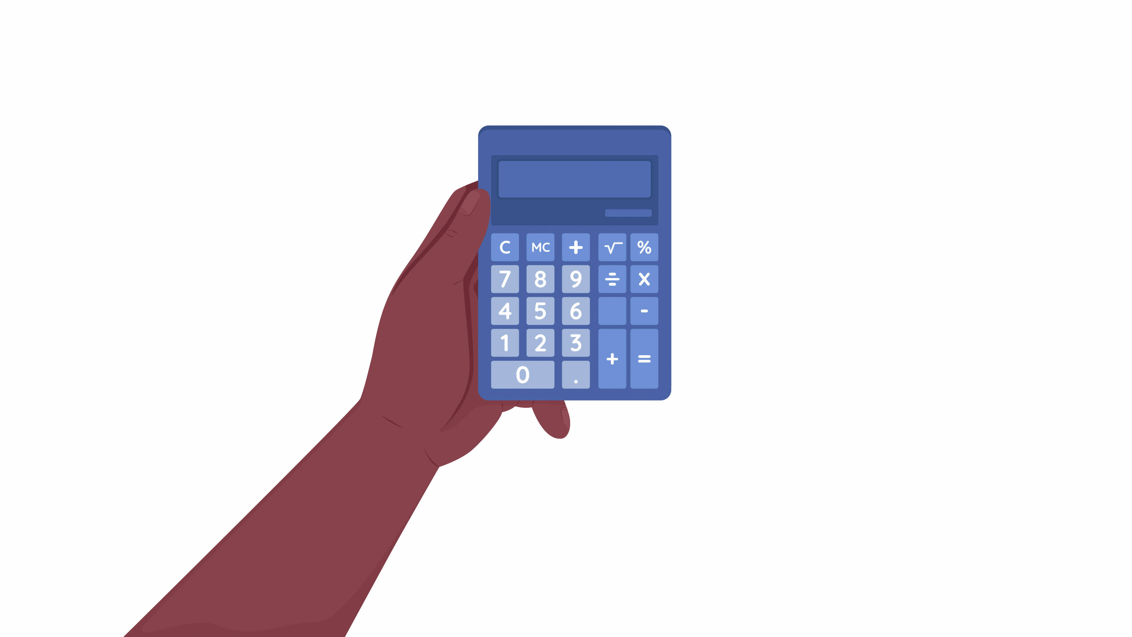 Animated holding calculator. Finance and accounting. Flat first view