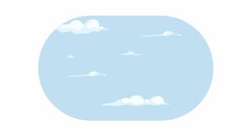 Animated blue sky with clouds. Peaceful weather. Looped flat 2D scene 4K video footage. Color isolated animation on white background with alpha channel transparency for website, social media