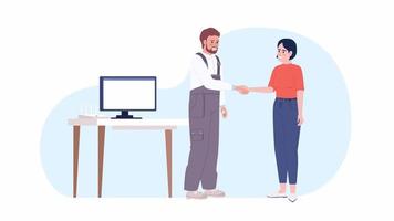 Animated troubleshooting network. Get back online. Looped flat 2D characters 4K video footage. Color isolated animation on white background with alpha channel transparency for website, social media
