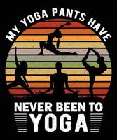 mis pantalones de yoga nunca han estado en la ilustración de camiseta de vector gráfico de yoga