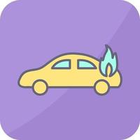 coche único en icono de vector de fuego