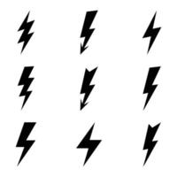 Lightning set. Black Lightning or Thunderbolt Collection vector