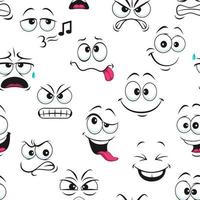 Cartoon funny emoji faces seamless pattern vector