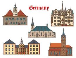 Germany buildings of Jena, Erfurt and Saalfeld vector