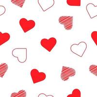 Red hearts on white background seamless pattern vector