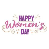 Happy women's day lettering with swirls and stars vector