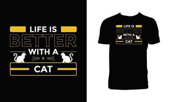 lindo diseño de camiseta de tipografía de gato vector