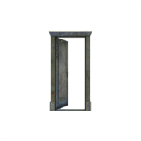 puerta abierta vieja de madera aislada png