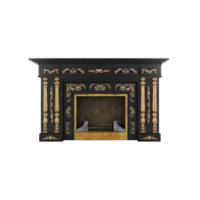 3d black modern fireplace isolated png