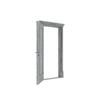 puerta abierta de madera de pino aislada png