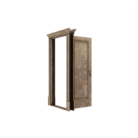 puerta abierta de madera de hormigón aislada png