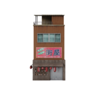 japanase style city building isolated model png