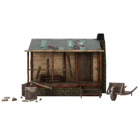 3d old village cottage isolated png