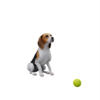 3d cute dog play with ball png