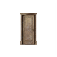 puerta cerrada de madera de hormigón aislada png