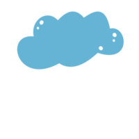 blue cloud with rain in cartoon style png