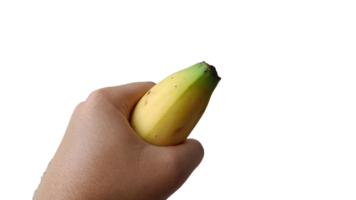 Man hold tightly a banana. Sex concept on transparent background png