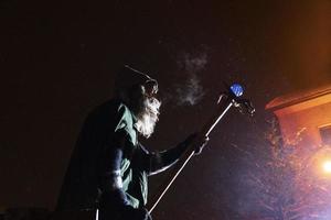 NEUSCHOENAU, GERMANY - JANUARY 5 2019 - Lousnacht night celebration with forest spirit Waldgeister in Bavaria village photo