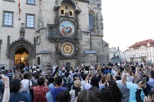 PRAGUE, CZECH REPUBLIC - JULY 17 2019 - Prague Tower clock apostoles hour show photo