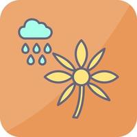 flor con icono de vector de lluvia