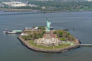 Statue of liberty aerial view photo