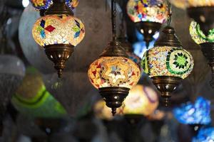 Arabic glass colorful lamp lantern photo