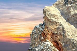 dolomites snow panorama golden sunset landscape photo