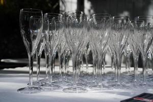 many champagne glasses close up detail photo