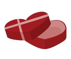 Heart shaped gift box template for valentines day or birthday. Vector illustration isolated on white background.