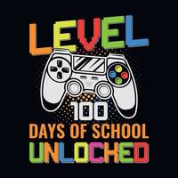 Level 100 days of school unlocked, 100th day of school design vector