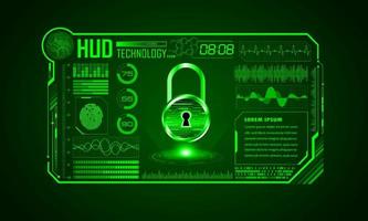 fondo de pantalla de tecnología hud moderna con candado vector