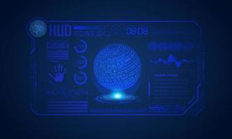 Modern HUD Technology Screen Background with blue globe vector