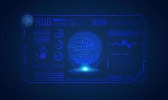 Modern HUD Technology Screen Background with blue globe vector