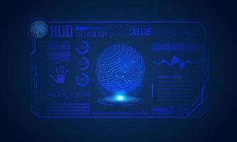 Modern HUD Technology Screen Background with blue globe vector