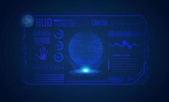 Modern HUD Technology Screen Background with blue globe vector