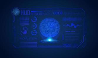 Modern HUD Technology Screen Background with blue globe vector