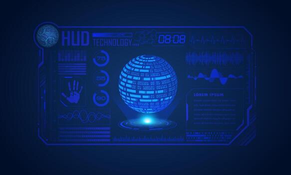 Modern HUD Technology Screen Background with blue globe vector
