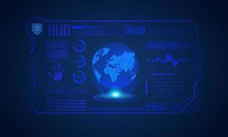 Modern HUD Technology Screen Background with blue globe vector