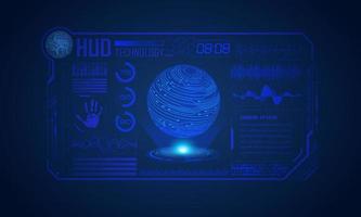 Modern HUD Technology Screen Background with blue globe vector