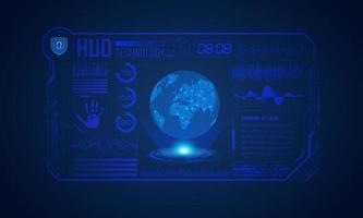 Modern HUD Technology Screen Background with blue globe vector