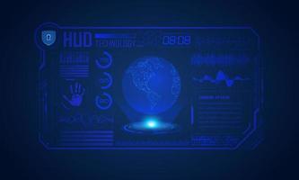 Modern HUD Technology Screen Background with blue globe vector